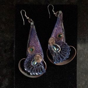 Handmade Peacock Drop Earrings
